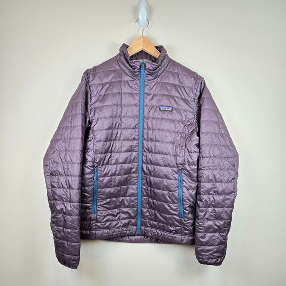 Patagonia Mens Nano Puff Jacket Size Small Obsidian Plum Full Zip Primaloft